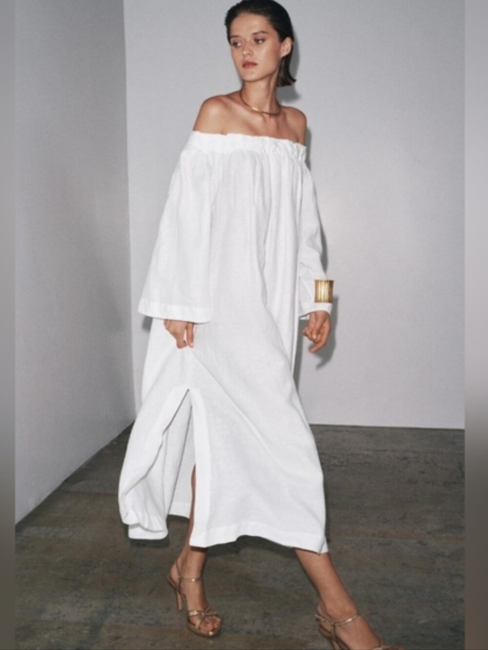 Zara 100% Linen Dress White Size M - Picture 2 of 16